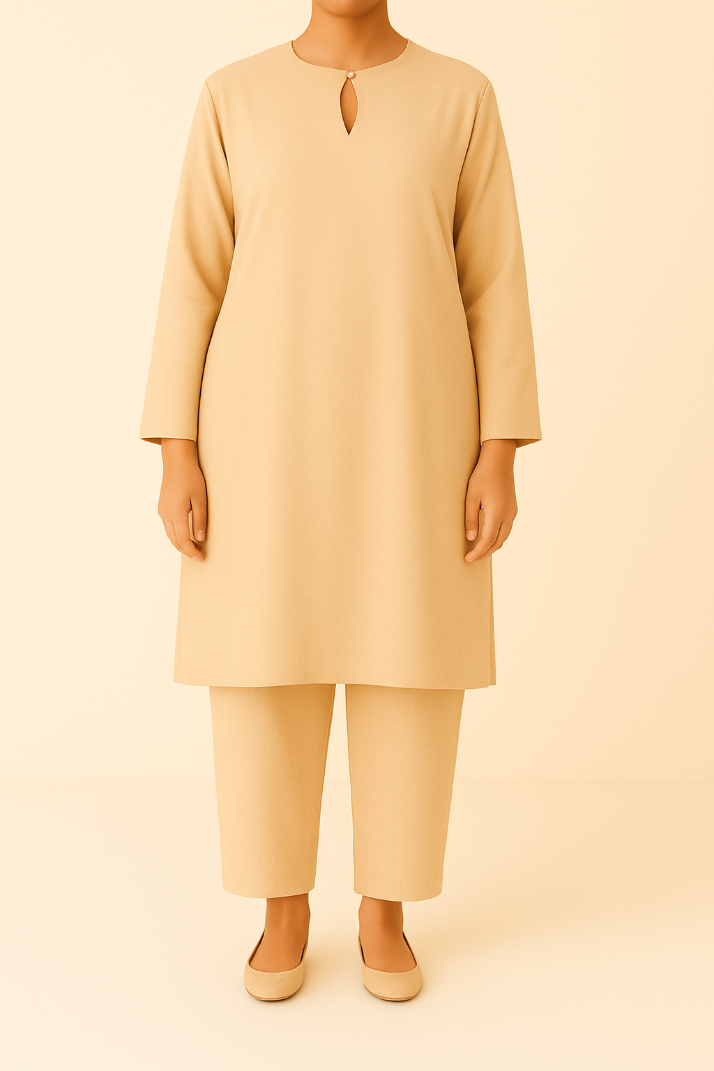 2PC Pearl-Tied Keyhole Kurta Trouser Co-Ord Set