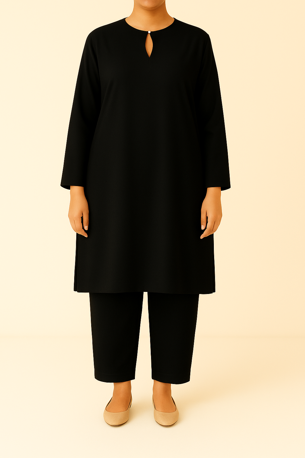 2PC Pearl-Tied Keyhole Kurta Trouser Co-Ord Set