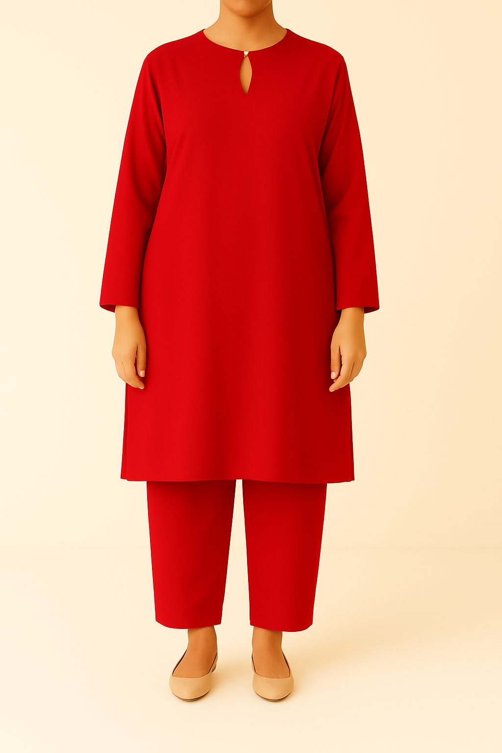 2PC Pearl-Tied Keyhole Kurta Trouser Co-Ord Set