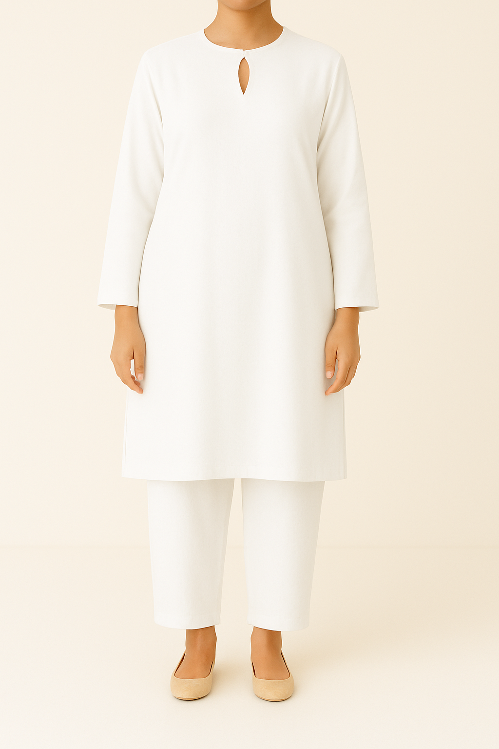 2PC Pearl-Tied Keyhole Kurta Trouser Co-Ord Set