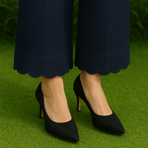 Khaddar Cut Work Palazzo Navy Blue