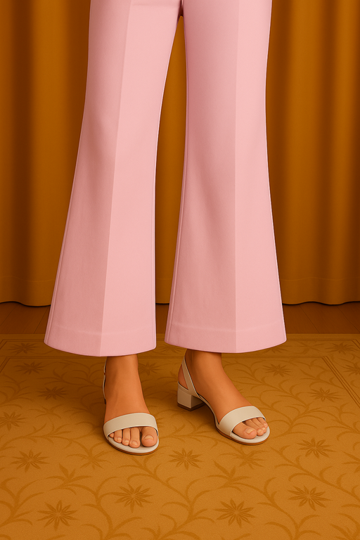 Linen bell bottom trouser light pink
