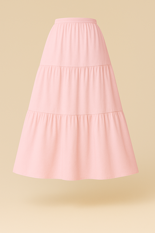 Linen Skirt Light Pink Color Plain Stitch