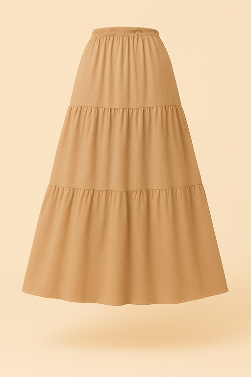 Linen Skirt Beige Color Plain Stitch