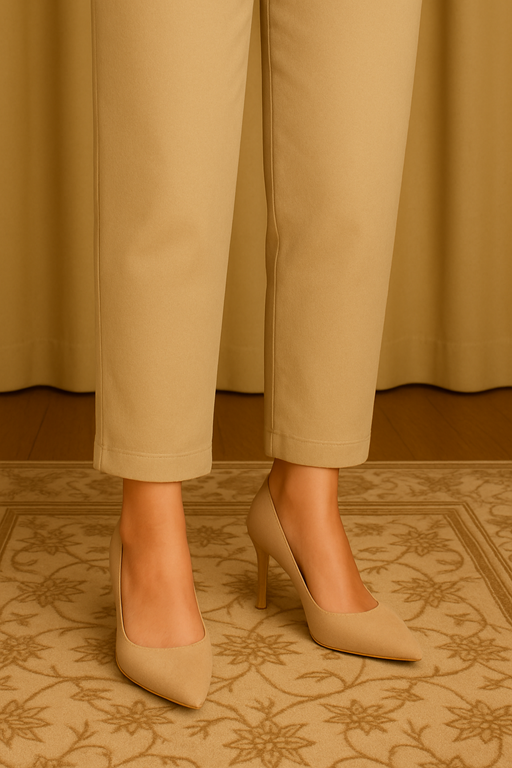 Linen basic cigarette trouser beige