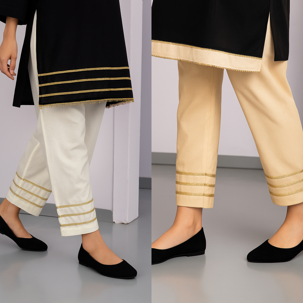 Trousers with Gotta Pack of 2 White-Beige