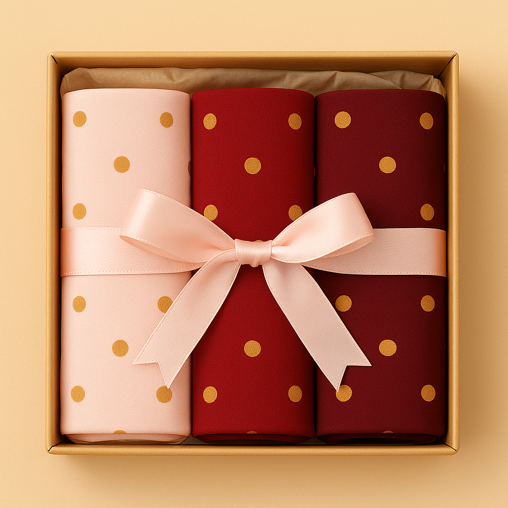 Passion Spectrum - Box of 3 Printed Chiffon Hijabs Copper Polka Dots