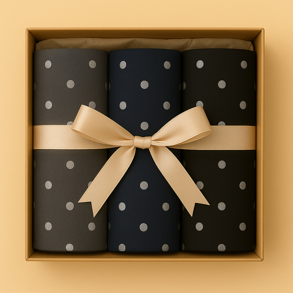 Nightfall Steel - Box of 3 Printed Chiffon Hijabs Silver Polka Dots