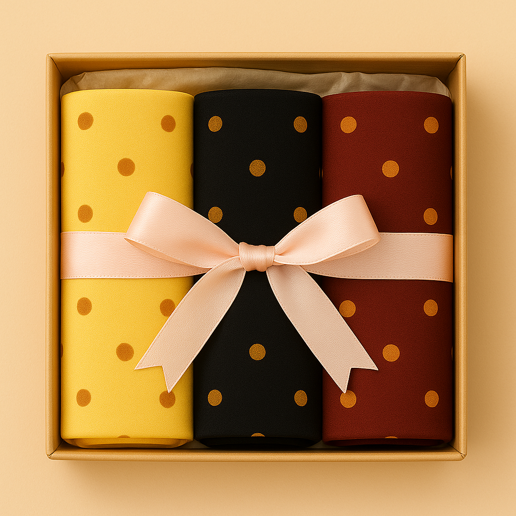 Desert Dusk - Box of 3 Printed Chiffon Hijabs Copper Polka Dots