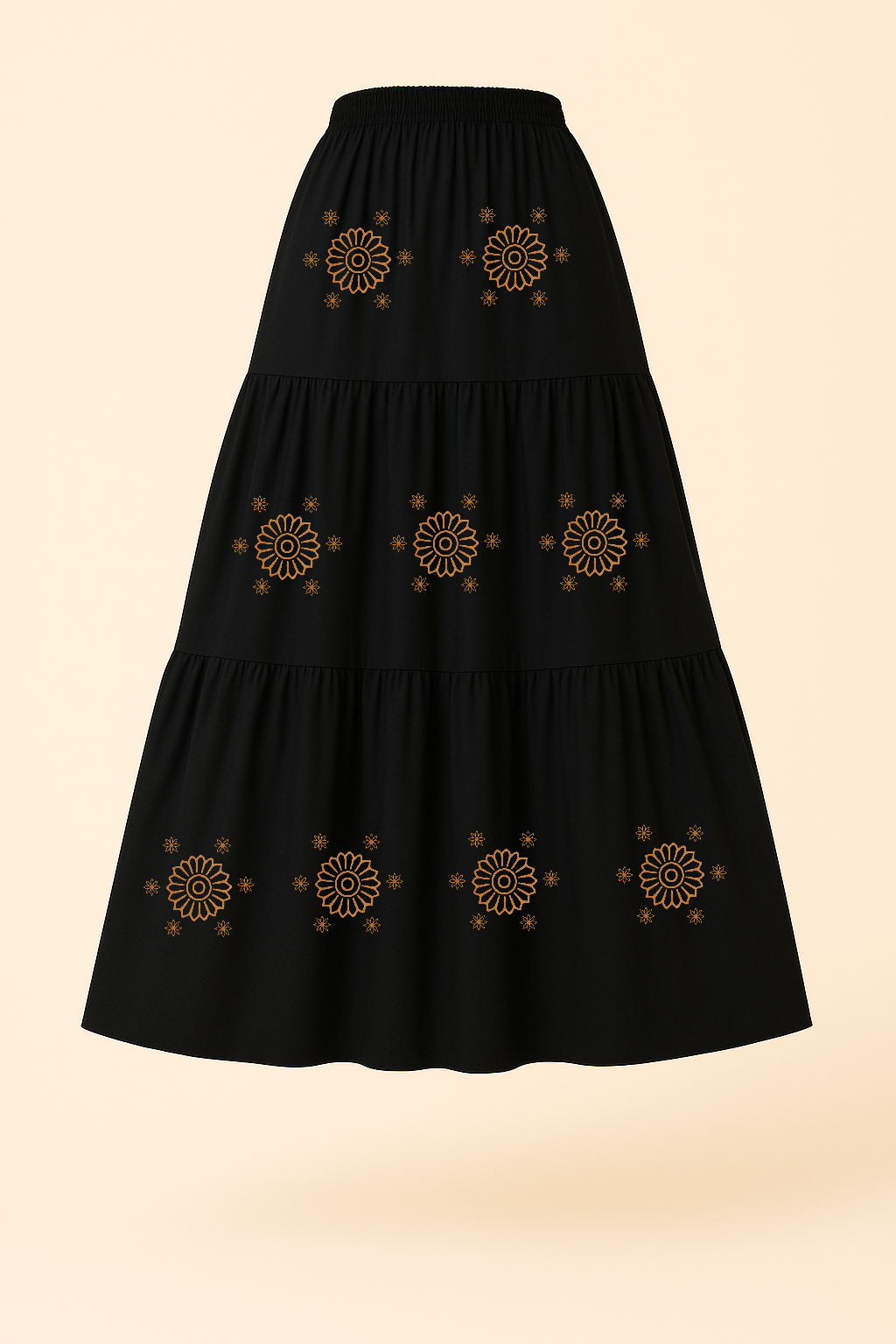 Printed Maxi Skirt Base: Black