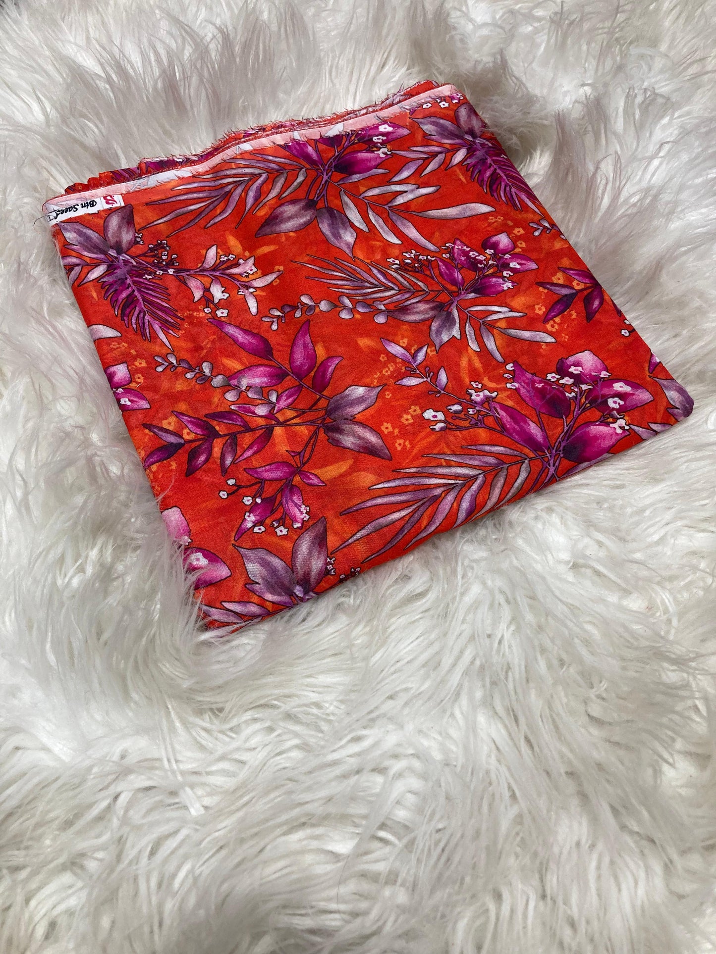 2PC Unstitched Sunset Bloom – Orange Tropical Lawn Set