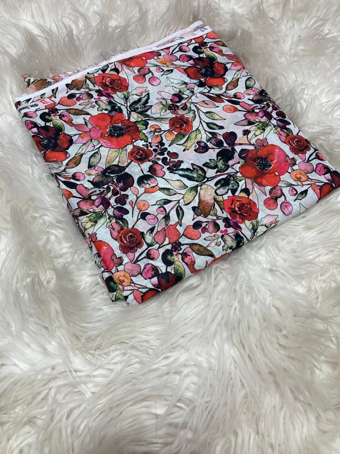2PC Unstitched BloomSplash – Artistic Floral Lawn Set
