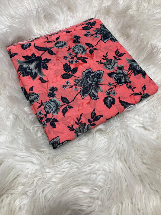 2PC Unstitched Blush Noir – Coral Pink Floral Lawn