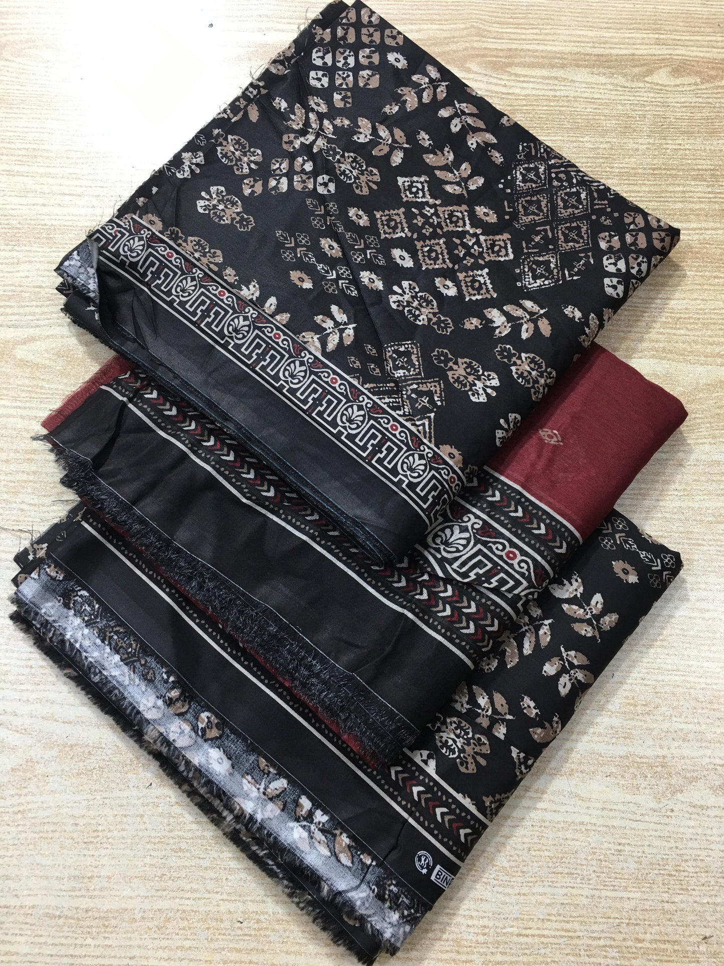 3PC Unstitched Noir Rustica – Black Ethnic Lawn