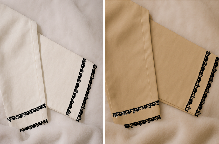 Trouser with Black Lace Pack of 2 White-Beige