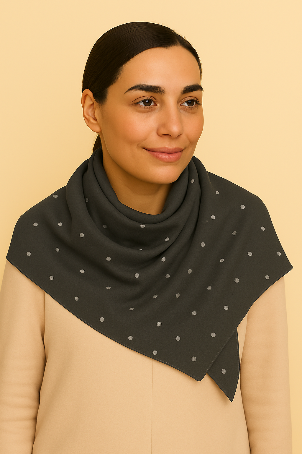 Nightfall Steel - Box of 3 Printed Chiffon Hijabs Silver Polka Dots
