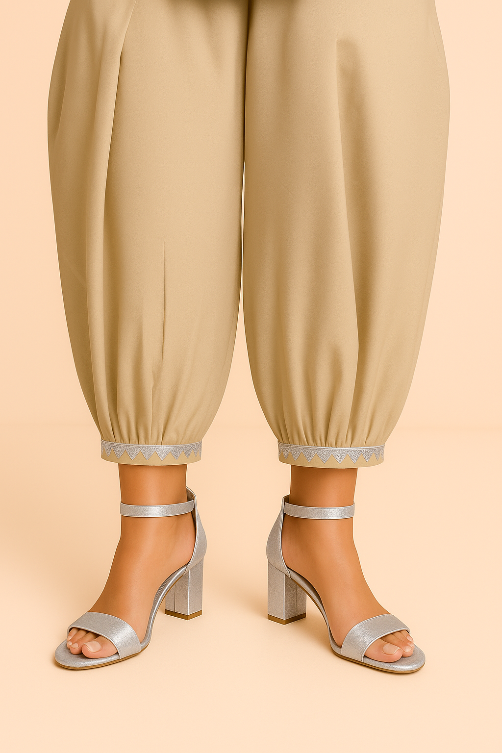 Harem Shalwar / Pant–Golden & Silver Gotta Work