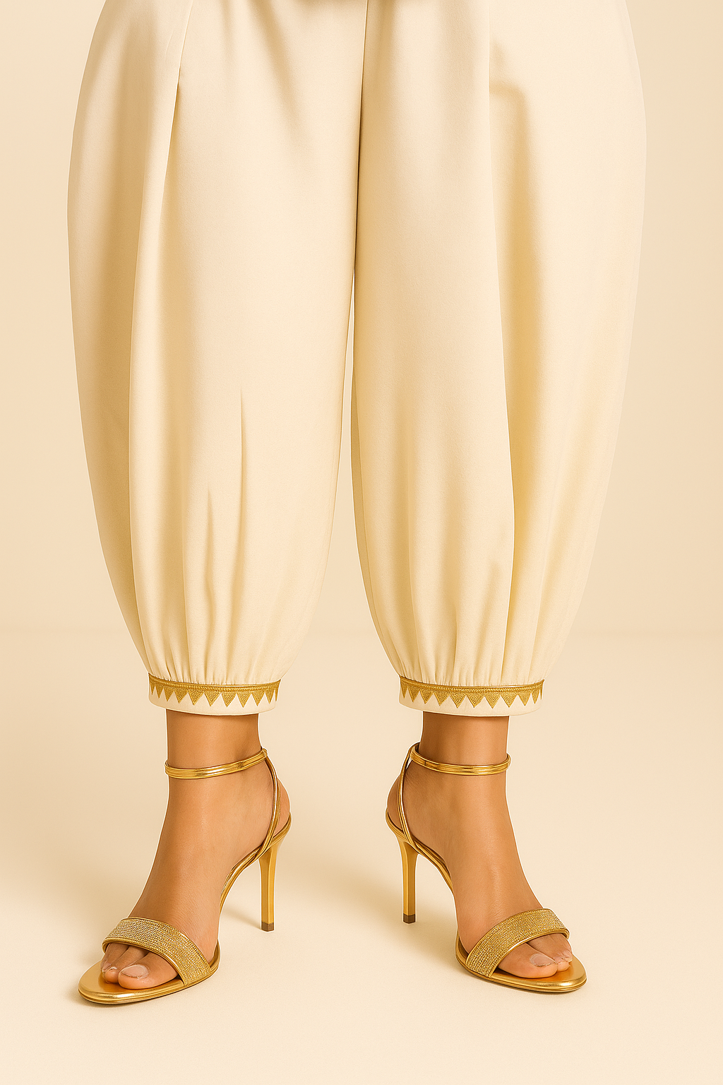 Harem Shalwar / Pant–Golden & Silver Gotta Work