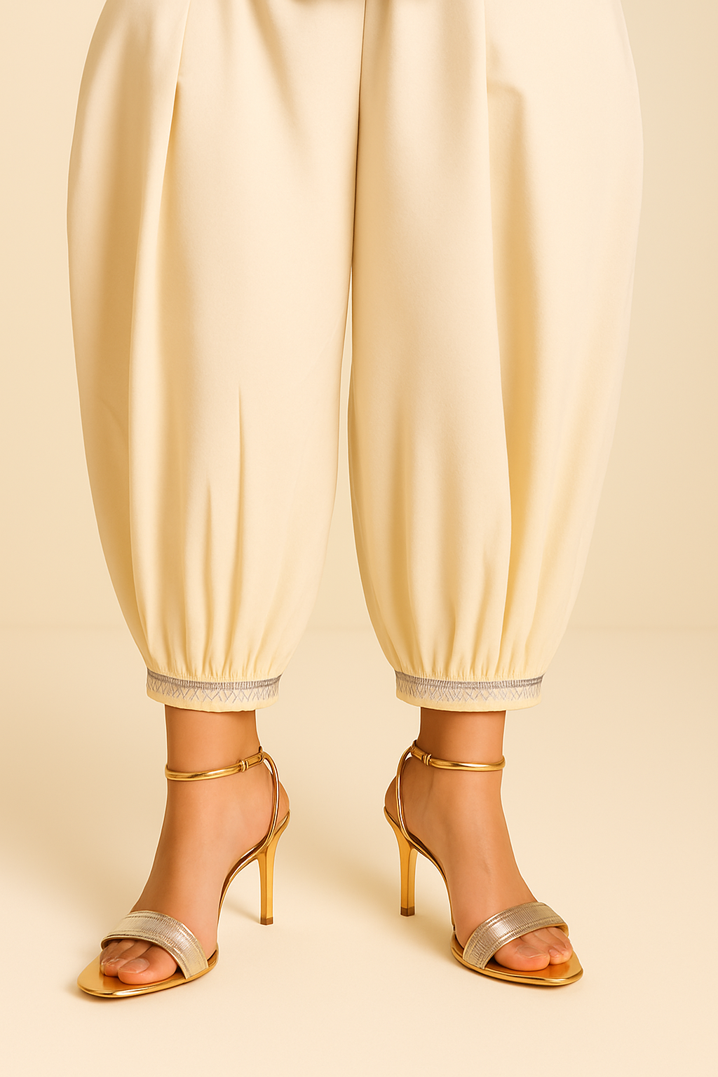 Harem Shalwar / Pant–Golden & Silver Gotta Work