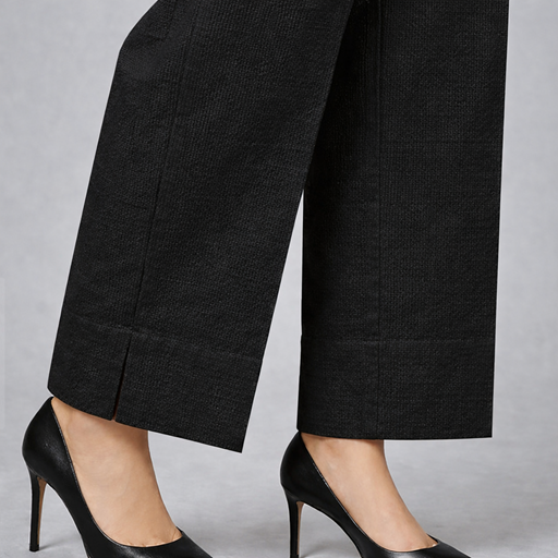 khaddar side cut trouser black