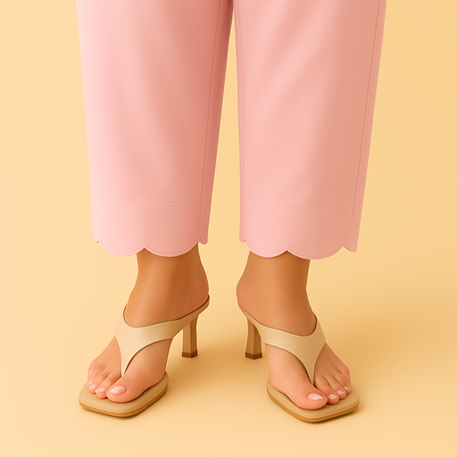 Cut Work Trouser Pant Light Pink