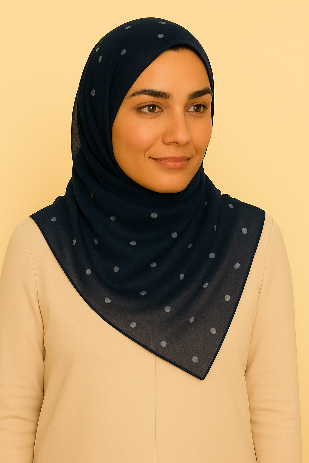 Chiffon Hijab with Silver Polka Dots – Lightweight Modest Scarf