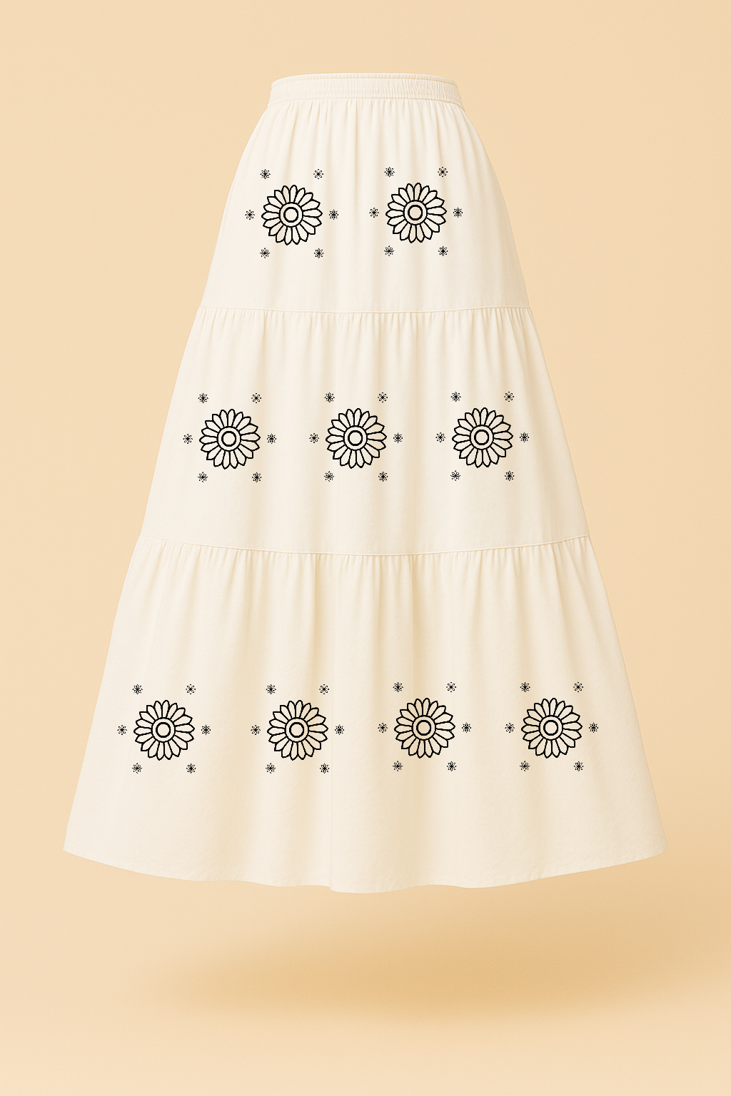 Printed Maxi Skirt Base: Dull White