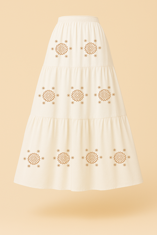 Printed Maxi Skirt Base: Dull White