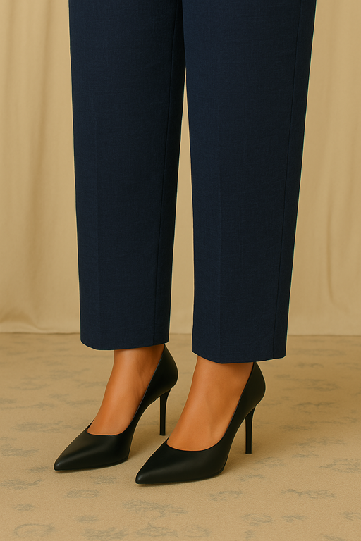 plain trouser khaddar fabric navy blue color