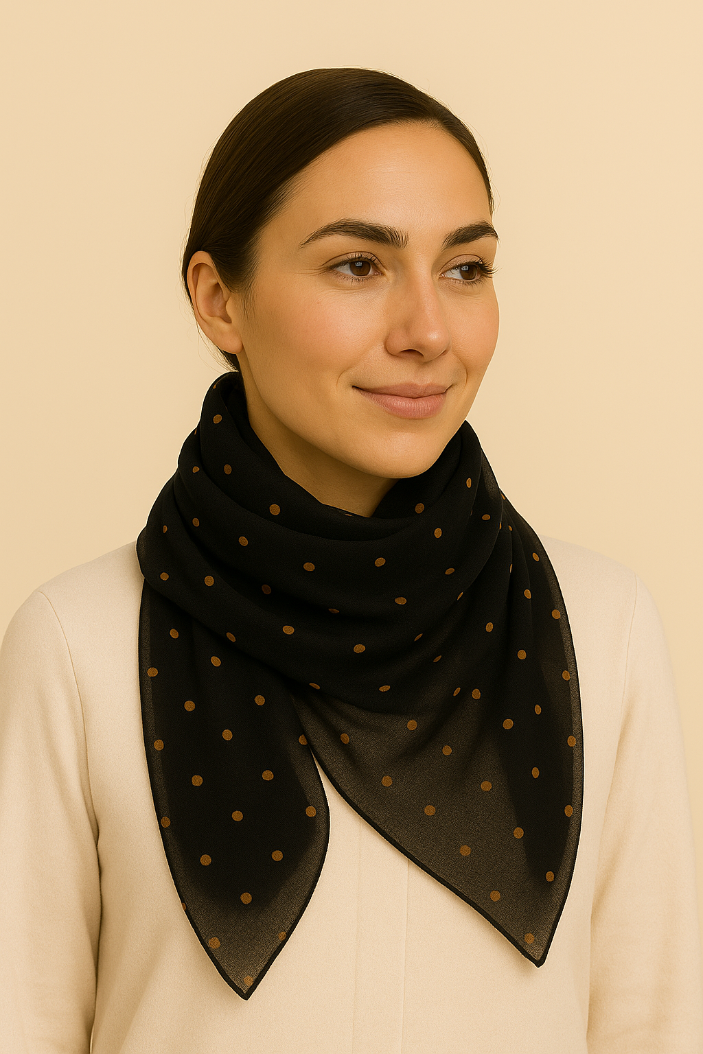 Chiffon Hijab with Copper Polka Dots – Lightweight Modest Scarf