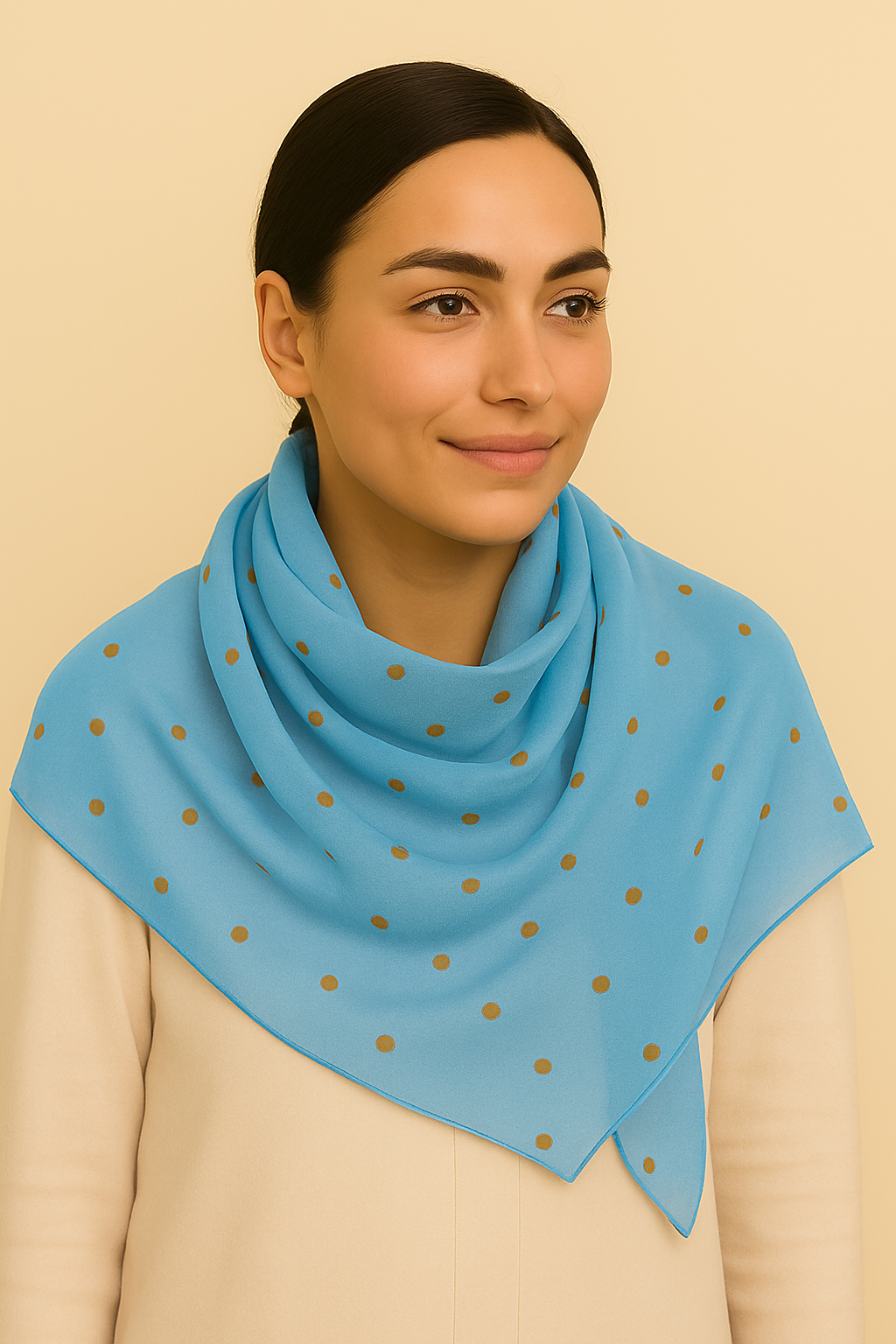 Chiffon Hijab with Copper Polka Dots – Lightweight Modest Scarf
