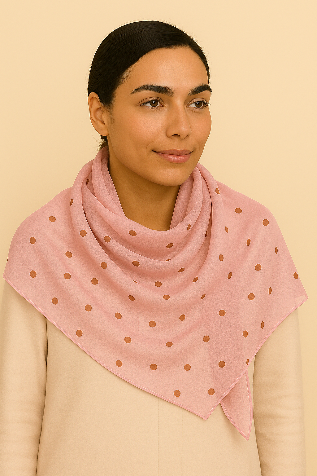 Chiffon Hijab with Copper Polka Dots – Lightweight Modest Scarf