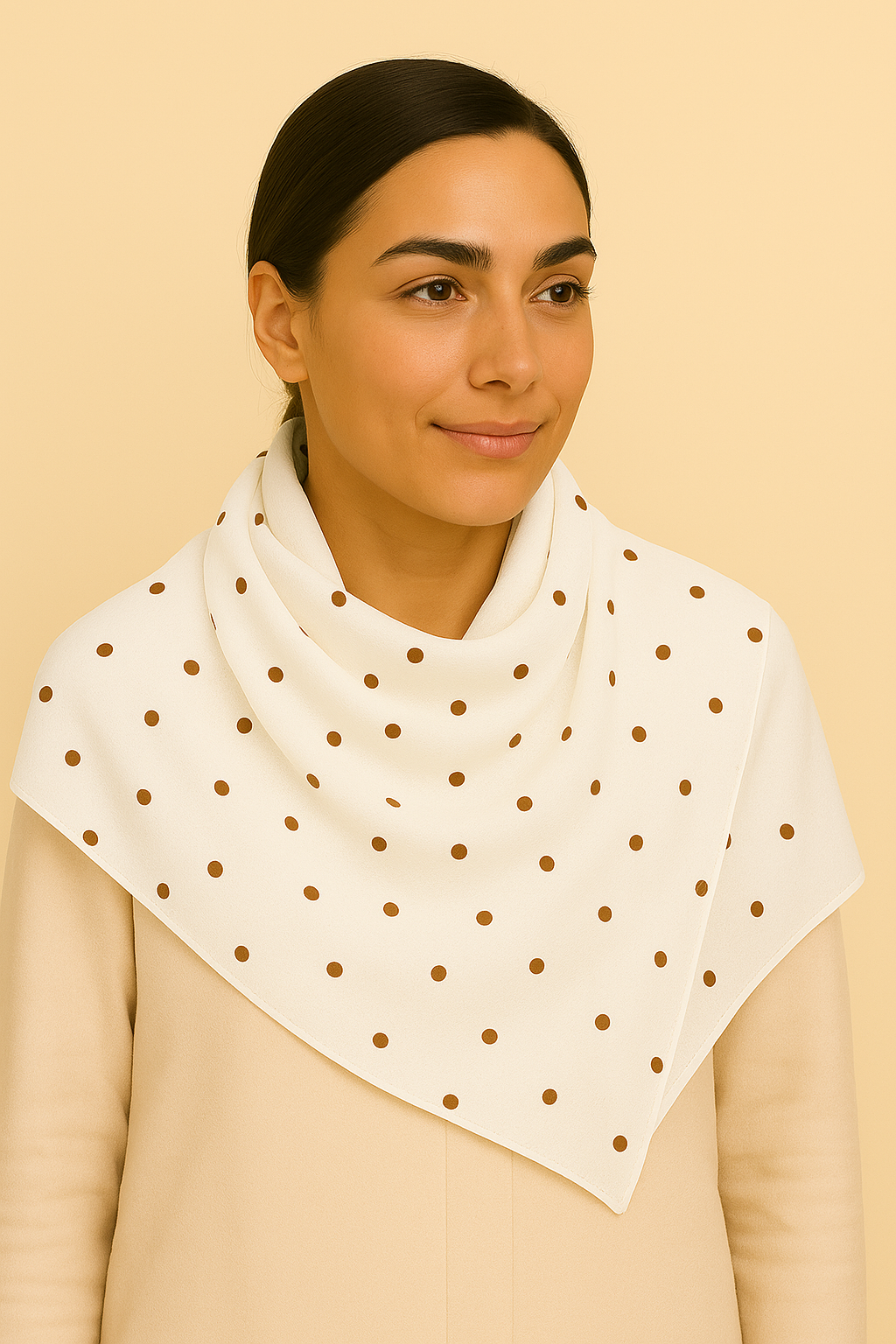 Chiffon Hijab with Copper Polka Dots – Lightweight Modest Scarf