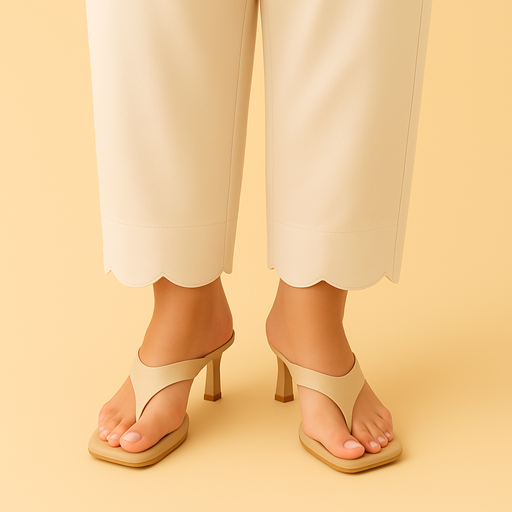 Cut Work Trouser Pant Ivory