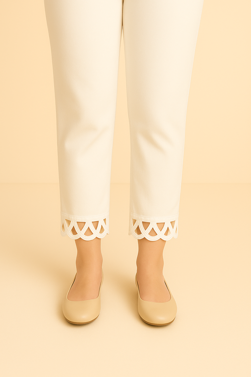 Trouser with Cut Work Ribbon Lace