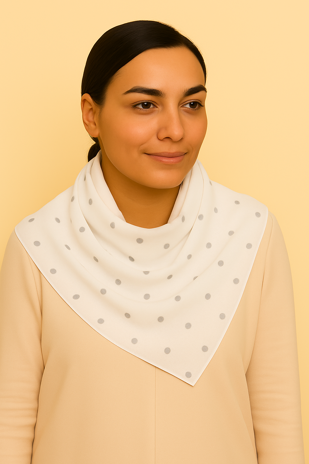 Chiffon Hijab with Silver Polka Dots – Lightweight Modest Scarf