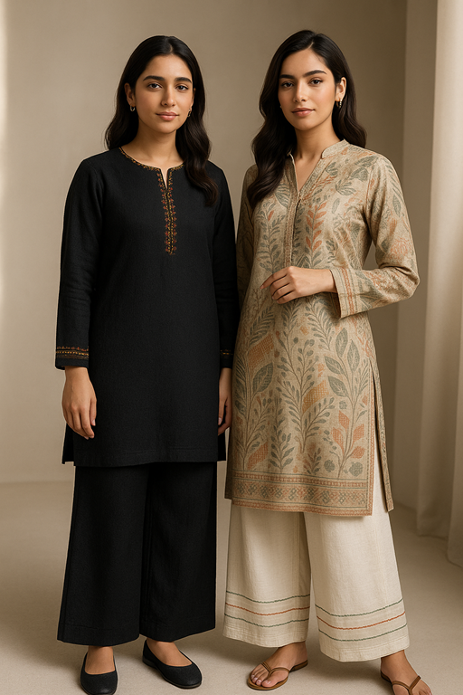 winter collection in Linen and Khaddar - women clothing at aksewear
