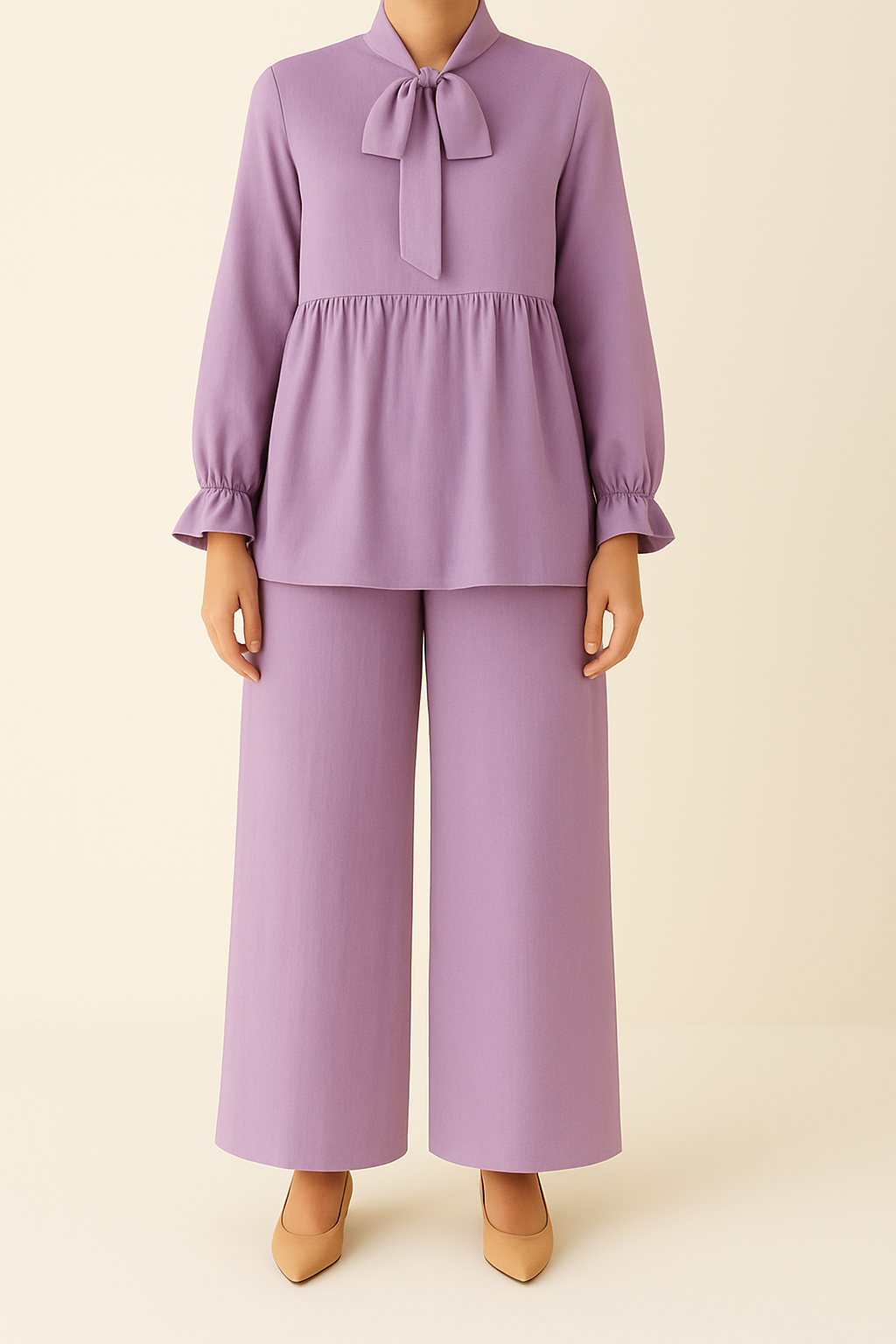2PC Bow and Flare Short Top with Palazzo Co-Ord Set