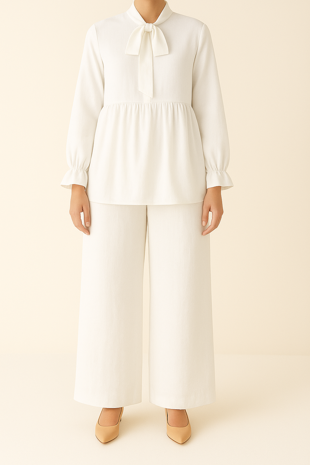 2PC Bow and Flare Short Top with Palazzo Co-Ord Set
