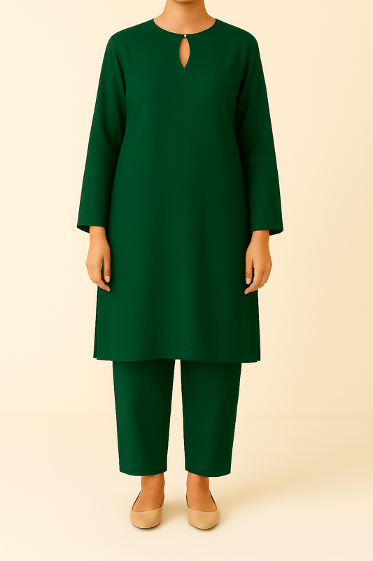 2PC Pearl-Tied Keyhole Kurta Trouser Co-Ord Set