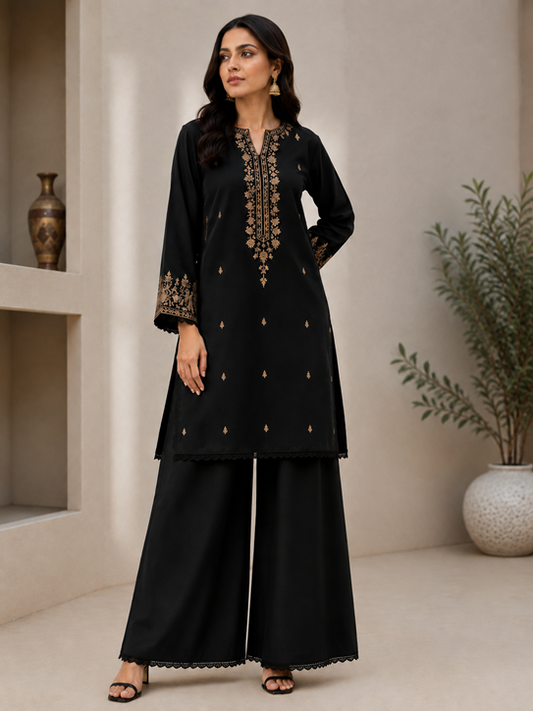 Cambric ijaar izaar trouser with lace in black color – Akse Wear