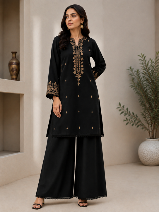 ijaar izaar trouser pant with lace in black color