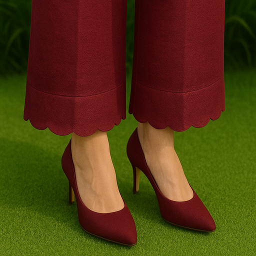 Khaddar Cut Work Palazzo Maroon