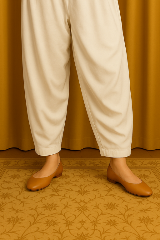 Linen Basic Shalwar for Women Ivory Color