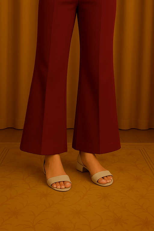 Linen Bell Bottom maroon