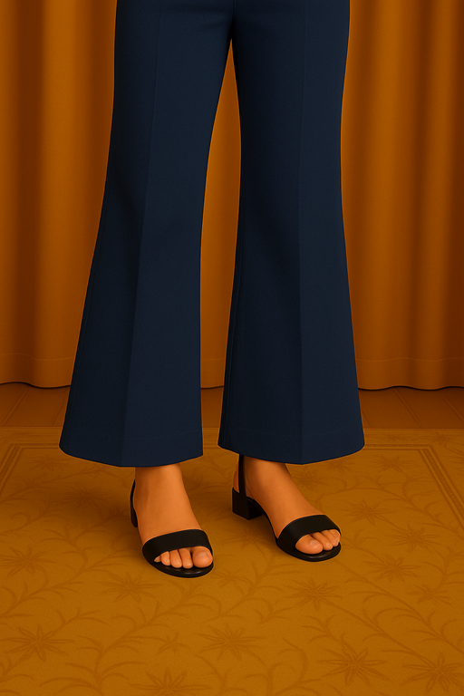Linen Bell Bottom navy blue