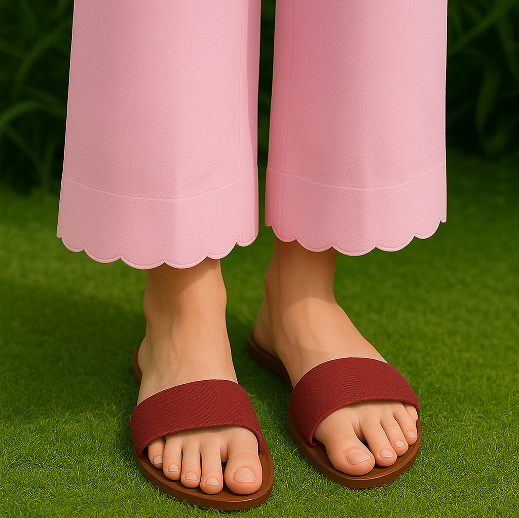 Linen Cut Work Palazzo Light Pink
