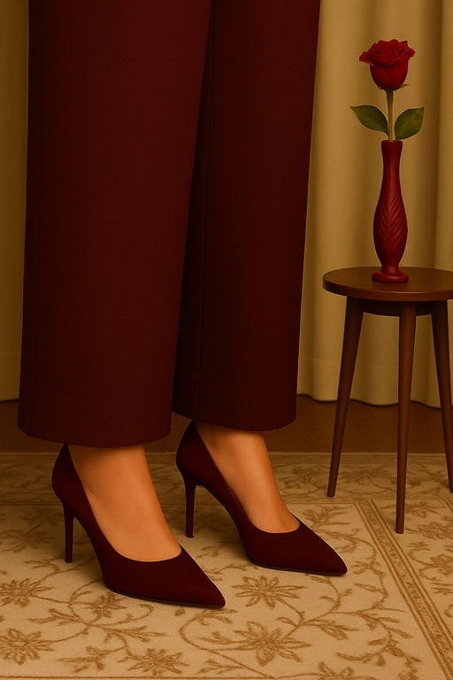Linen Palazzo Trouser Pant maroon