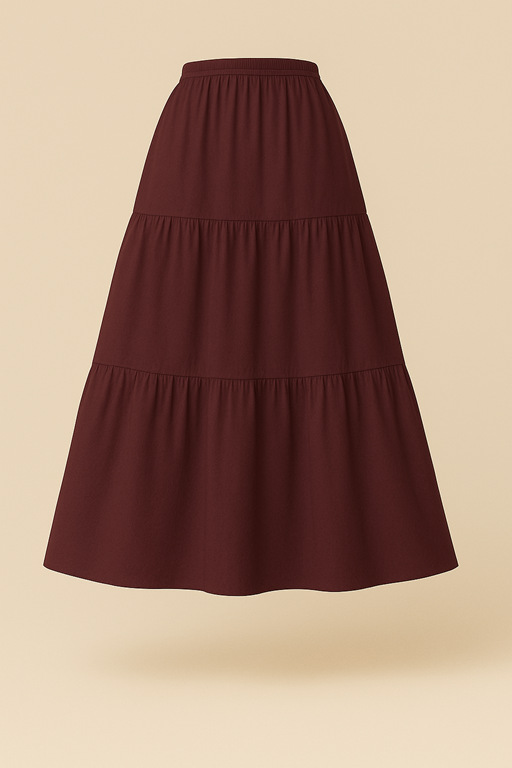 Linen Skirt Maroon Color Plain Stitch