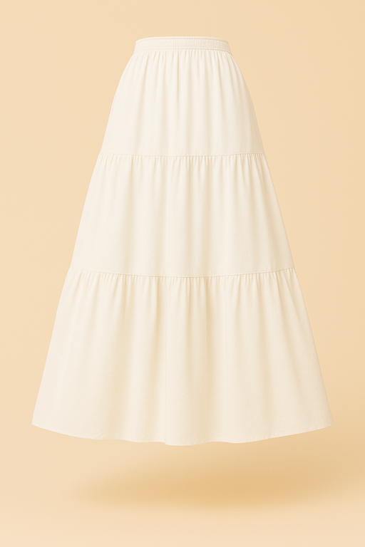 Linen Skirt White Color Plain Stitch